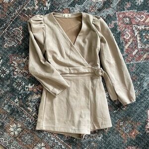 Beige suede romper